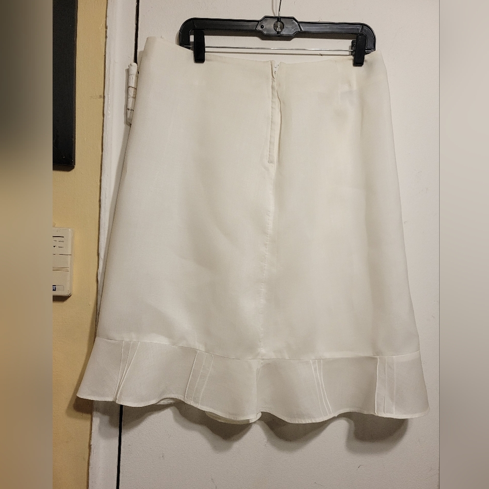 H&M Classic Women's Midi One Tier-Ruffle Lined Skirt White Size 12